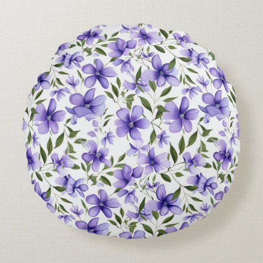 紫色の花の情熱 ラウンドクッション (正面)