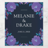 紫色の花の手の絵を描ワイのラベル ワインラベル (シングルラベル)