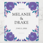 紫色の花の手の絵を描ワイのラベル ワインラベル (シングルラベル)