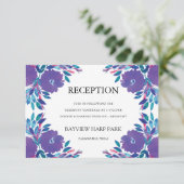 紫色の花の手の絵を描披露宴カード 招待状 (スタンド正面)