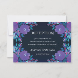 紫色の花の手の絵を描披露宴カード 招待状
