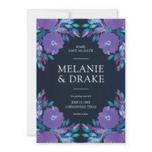 紫色の花の手描き Save the Date