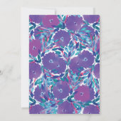 紫色の花の手絵を描の日付を保存 招待状 (裏面)