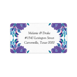 紫色の花の手絵を描の結婚住所 シール