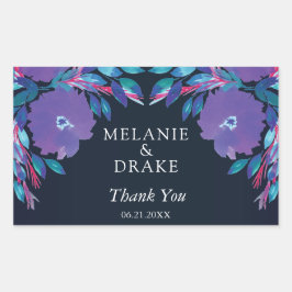 紫色の花の手絵を描 長方形シール