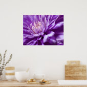紫色の花の抽象芸術 ポスター (キッチン)