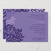 紫色の花の招待 招待状 (正面/裏面)