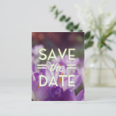 紫色の花の日付を保存 ポストカード (スタンド正面)