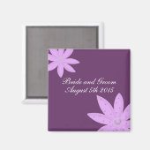 紫色の花の日付を保存 マグネット (正面/裏面)