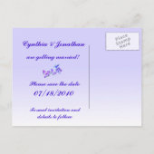 紫色の花の日付を保存 案内ポストカード (裏面)