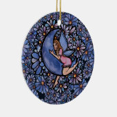 紫色の花の月の妖精 セラミックオーナメント (右)