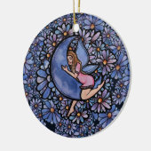 紫色の花の月の妖精 セラミックオーナメント (左)