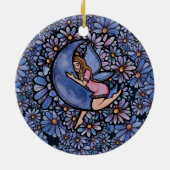 紫色の花の月の妖精 セラミックオーナメント (裏面)