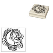 紫色の花の月の妖精 ラバースタンプ (押印)