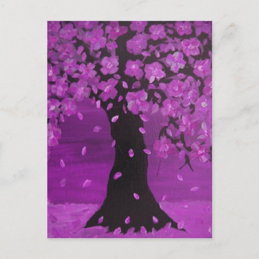 紫色の花の木のデザインの芸術 ポストカード (正面)