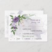 紫色の花の植物性の食事の選択 出欠カード (正面/裏面)