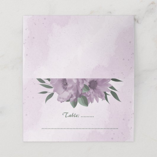 紫色の花の植物性結婚の プレイスカード (外部開封)
