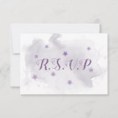 紫色の花の植物性RSVPカード 出欠カード (裏面)