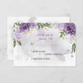 紫色の花の植物性RSVPカード 出欠カード (正面/裏面)