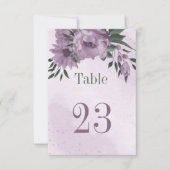 紫色の花の植物表の番号カード 招待状 (正面)