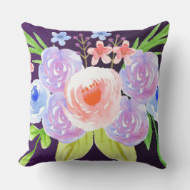 紫色の花の水彩画のかわいらしい花 アウトドアクッション