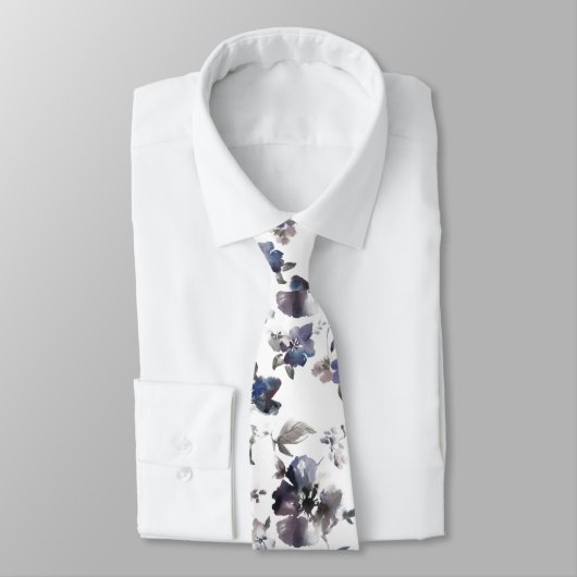 紫色の花の水彩画の人のタイ ネクタイ (タイ)