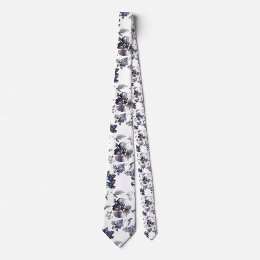 紫色の花の水彩画の人のタイ ネクタイ (正面)