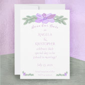 紫色の花の水救色私たちの日付/ セーブザデート