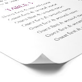 紫色の花の水色のシート結婚チャート ポスター (角)