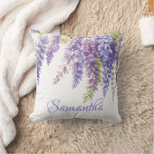 紫色の花の水色のラベンダーライラック藤 クッション (ブランケット)