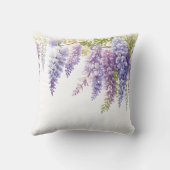 紫色の花の水色のラベンダーライラック藤 クッション (裏面)