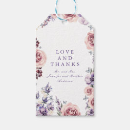 紫色の花の水色ギフトラベル ギフトタグ