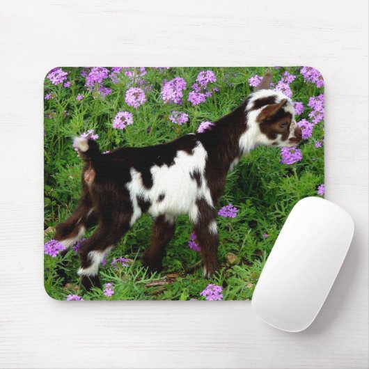 紫色の花の派手なナイジェリアの矮性ヤギの子 マウスパッド (マウス)