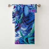 紫色の花の白い虎 バスタオルセット (インサイチュ)