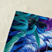 紫色の花の白い虎 ビーチタオル (インサイチュ)