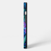 紫色の花の白い虎 iPhoneケース (左側面)
