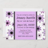 紫色の花の第10誕生日のパーティの招待状カード 招待状 (裏面)