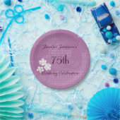 紫色の花の紙皿、第75誕生会 ペーパープレート (パーティー)