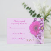 紫色の花の結婚式RSVP 出欠カード (スタンド正面)