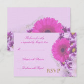 紫色の花の結婚式RSVP 出欠カード (正面/裏面)