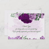 紫色の花の結婚緑 サンキューカード (正面/裏面)