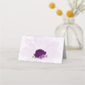 紫色の花の結婚緑 プレイスカード (裏面)