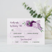 紫色の花の結婚緑 出欠カード (スタンド正面)