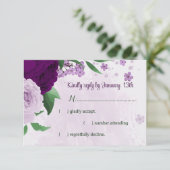 紫色の花の結婚緑 出欠カード (スタンド正面)