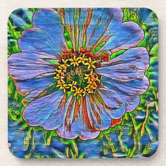 紫色の花の絵画 コースター (正面)