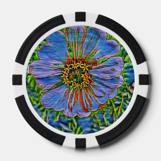 紫色の花の絵画 ポーカーチップ (正面)