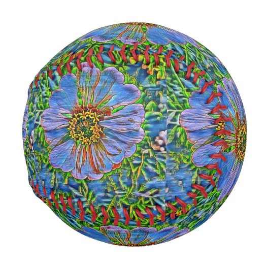 紫色の花の絵画 野球ボール (裏面左)