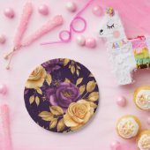 紫色の花の継ぎ目のない模様 ペーパープレート (パーティー)