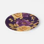 紫色の花の継ぎ目のない模様 ペーパープレート (アングル)