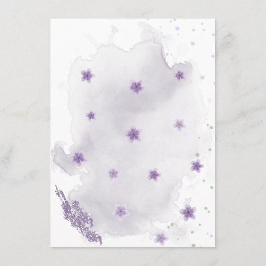 紫色の花の緑のシーティングチャートカード エンクロージャーカード (裏面)